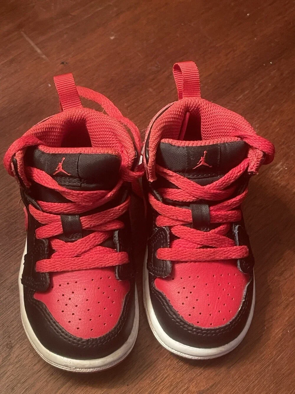 Nike Jordan 1 DQ8425-060 Mid Red Black Lace-Up Sneaker Shoes Kid's Youth US 5C
